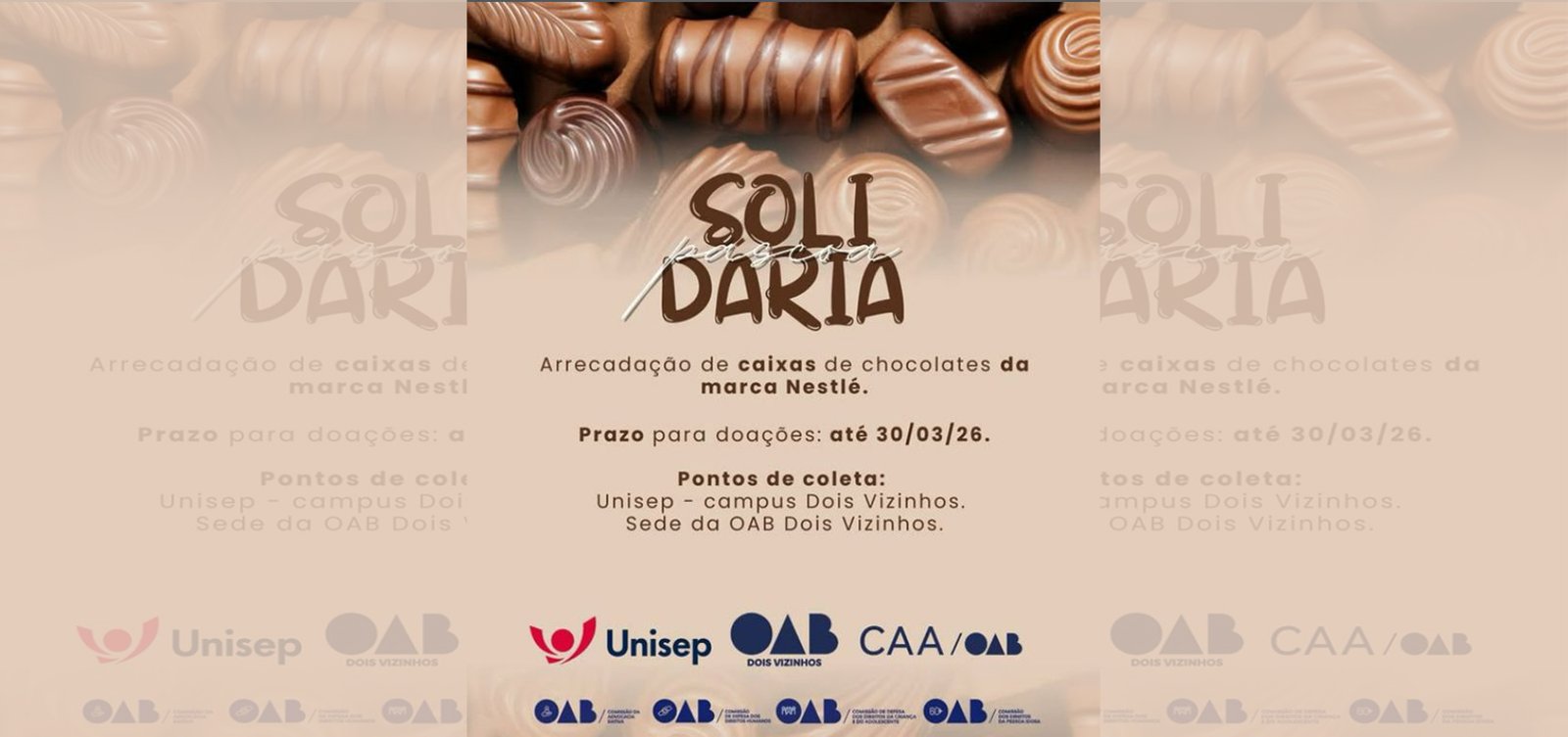 Unisep é parceira da OAB em campanha solidária de Páscoa para crianças de Dois Vizinhos